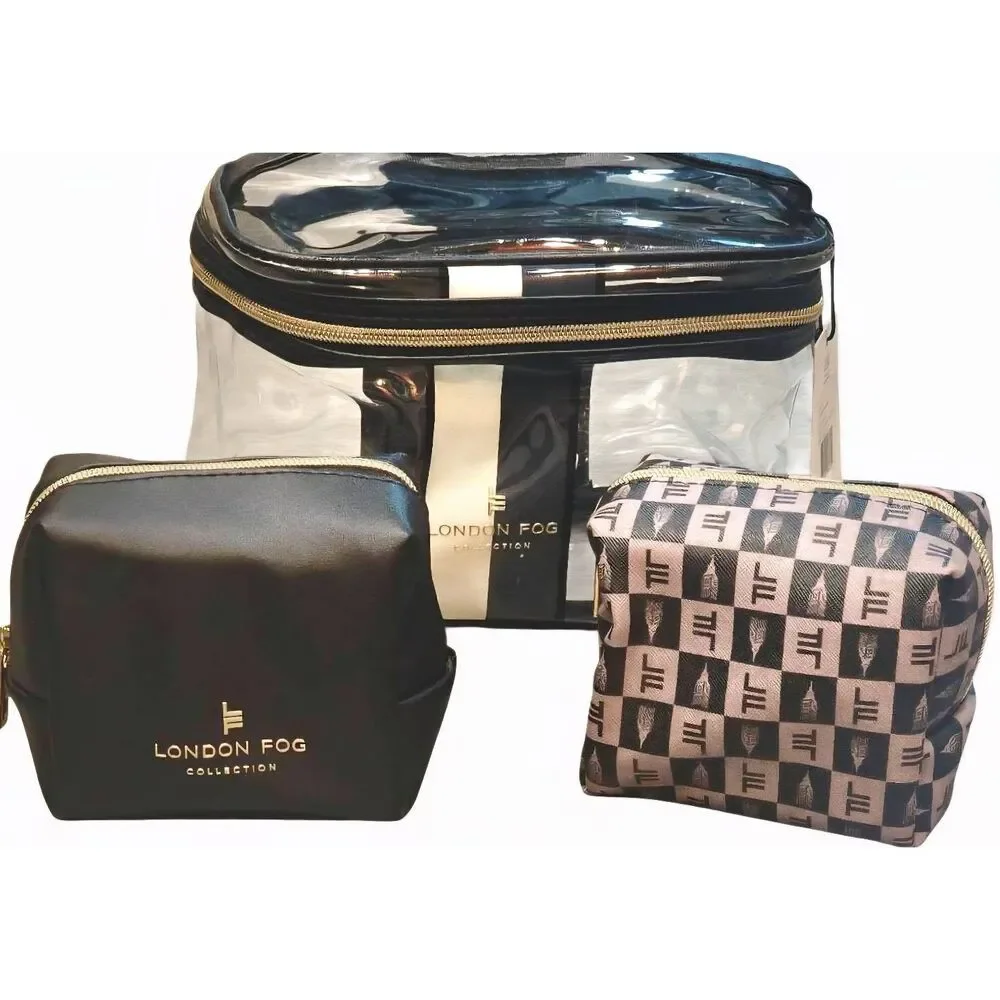 London Fog 3-Piece Nested‎ Cosmetic Travel Bags